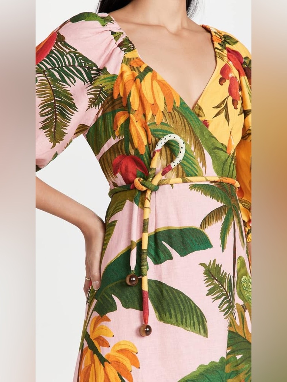 FARM Rio Vestido Mixed Prints Midi Wrap Dress - Picture 3 of 12